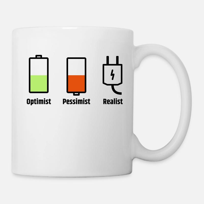 Philosophie de la batterie: Réaliste optimiste pessimiste - Mug blanc - blanc