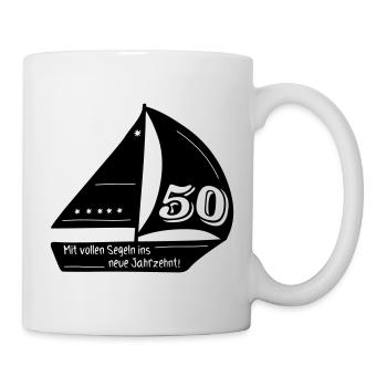 mit vollen Segeln ins neue Jahrzehnt - Tasse - Weiß - Rechts