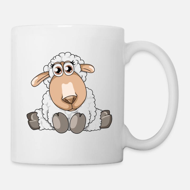 Cute fluffy sheep illustration wool sheep - Mug - white