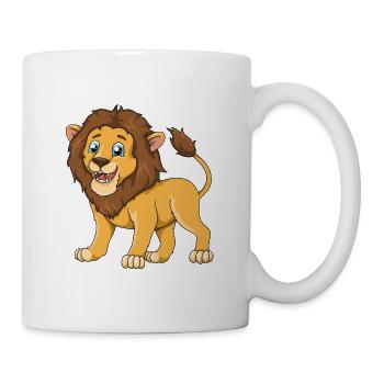 Wild lion cartoon illustration safari - Mug - white - Right