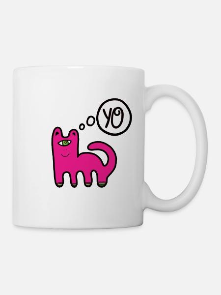 Katze Lustig Sprechblase - Tasse - Weiß