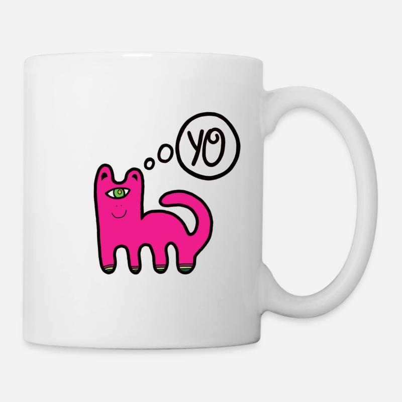 Katze Lustig Sprechblase - Tasse - Weiß