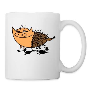 Schwein und Igel -Schweinigel (b) - Tasse - Weiß - Rechts