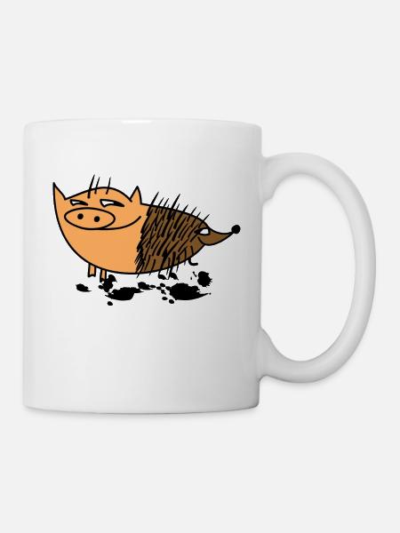 Schwein und Igel -Schweinigel (b) - Tasse - Weiß
