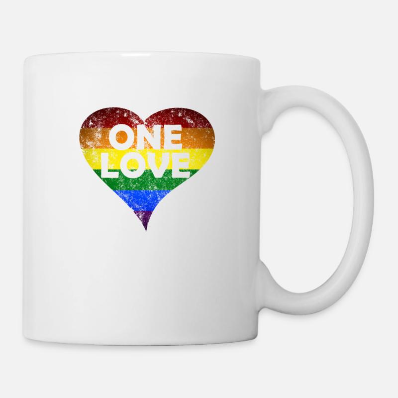 One Love heart vintage - Tasse - Weiß