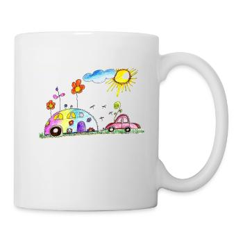 Camping caravan with car - Mug - white - Right