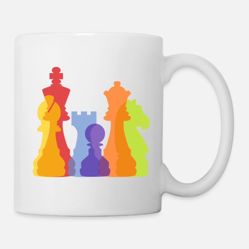 bunte Schachfiguren - Tasse - Weiß