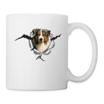 Australian Shepherd im Metall-Loch - Tasse - Weiß - Rechts