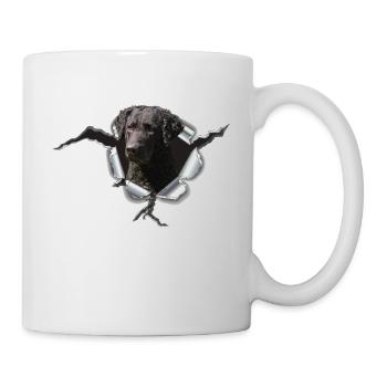 Curly Coated Black im Metall-Loch - Tasse - Weiß - Rechts