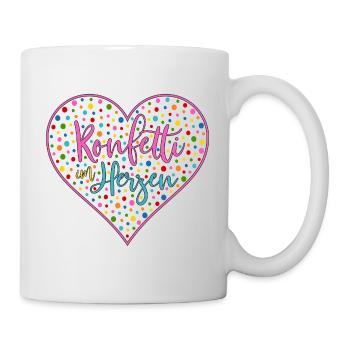 Konfetti im Herzen Herz Fasching Valentinstag Bunt - Tasse - Weiß - Rechts