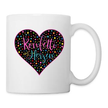 Konfetti im Herzen Fasching Herz Valentinstag - Tasse - Weiß - Rechts