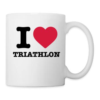 I love triathlon triathlete marathon swimming bike - Mug - white - Right