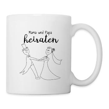 Hochzeit Ankündigung Kinder Eltern - Tasse - Weiß - Rechts
