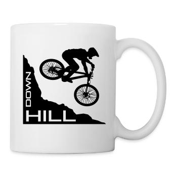 Downhill Mountainbiker, bike, Fahrrad, Radsport - Tasse - Weiß - Rechts