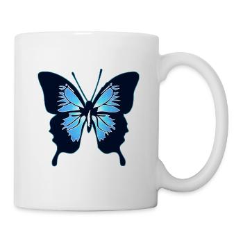 Blauer Schmetterling - Tasse - Weiß - Rechts