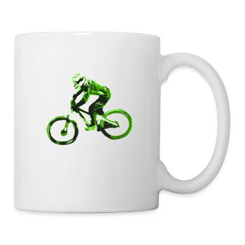 Mountainbike MTB bergab - Tasse - Weiß - Rechts