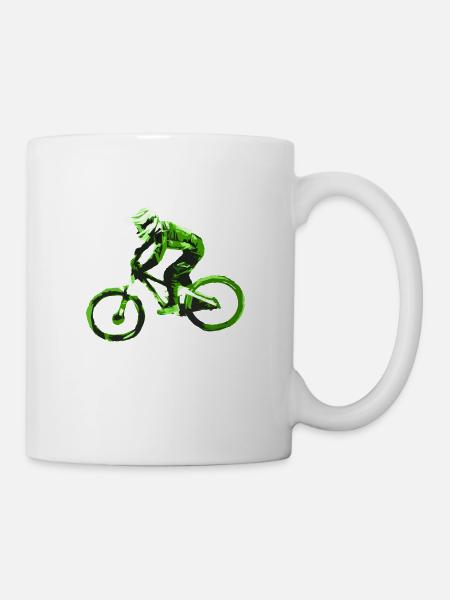 Mountainbike MTB bergab - Tasse - Weiß