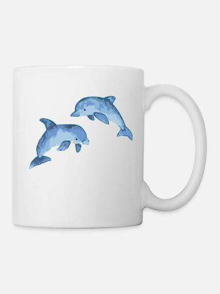 DELPHINE GEZEICHNETES SPIEL IM MEER - Tasse - Weiß