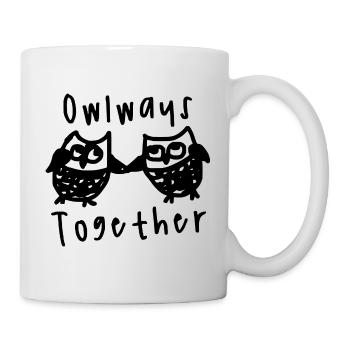 Niedliche Eulen - Eulenwege zusammen - Tasse - Weiß - Rechts