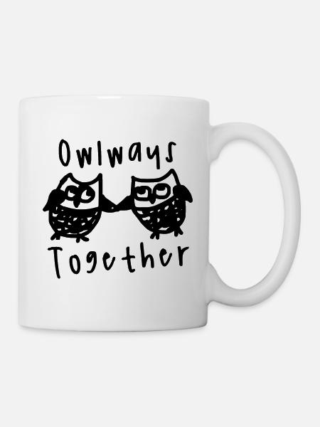 Cute Owls - Owlways Together - Mug - white