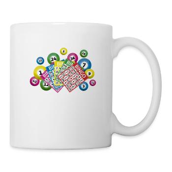 Bingo lottery balls and bingo cards - Tasse - Weiß - Rechts