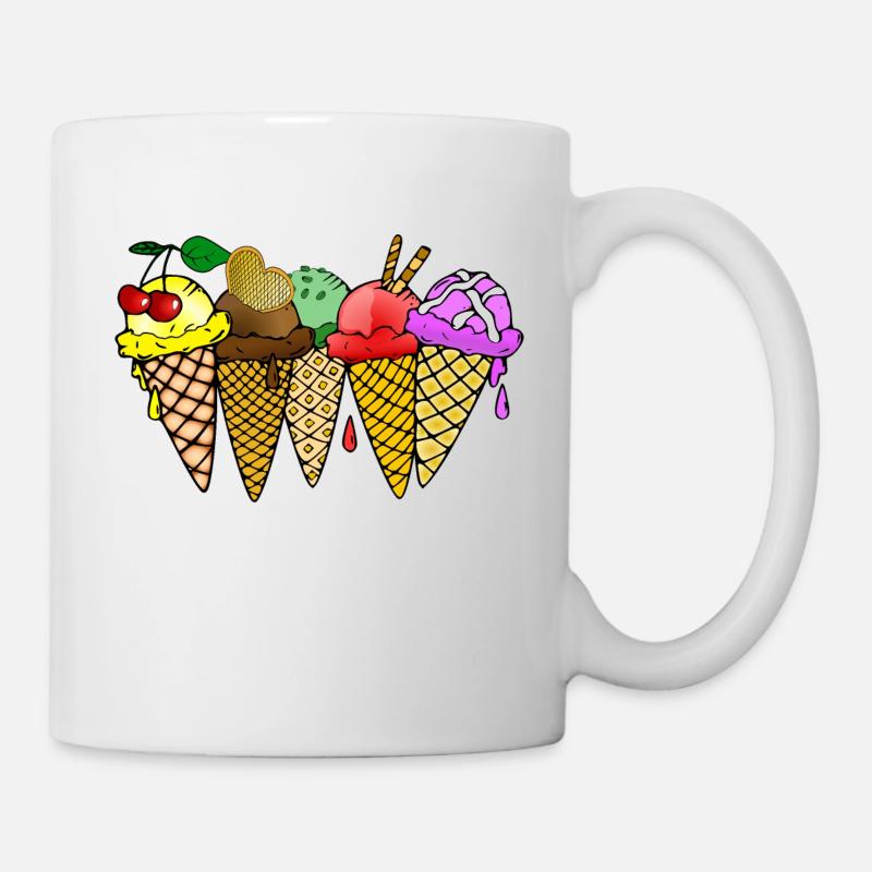 Eis Vanilleeis Schokoladeneis Erdbeereis Himbeere - Tasse - Weiß
