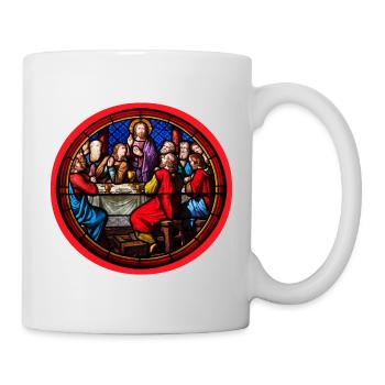 kirchenfenster abendmahl - Tasse - Weiß - Rechts