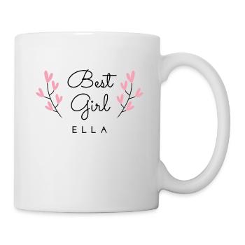 Best Girl Ella, der Stolz von Mama und Papa Blumen - Tasse - Weiß - Rechts