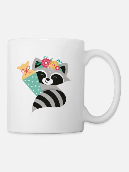 Waschbär Schulkind - Tasse - Weiß