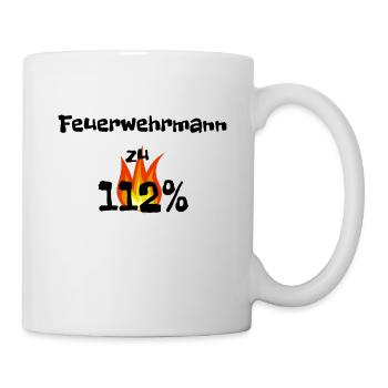 Feuerwehrmann 112% - Tasse - Weiß - Rechts