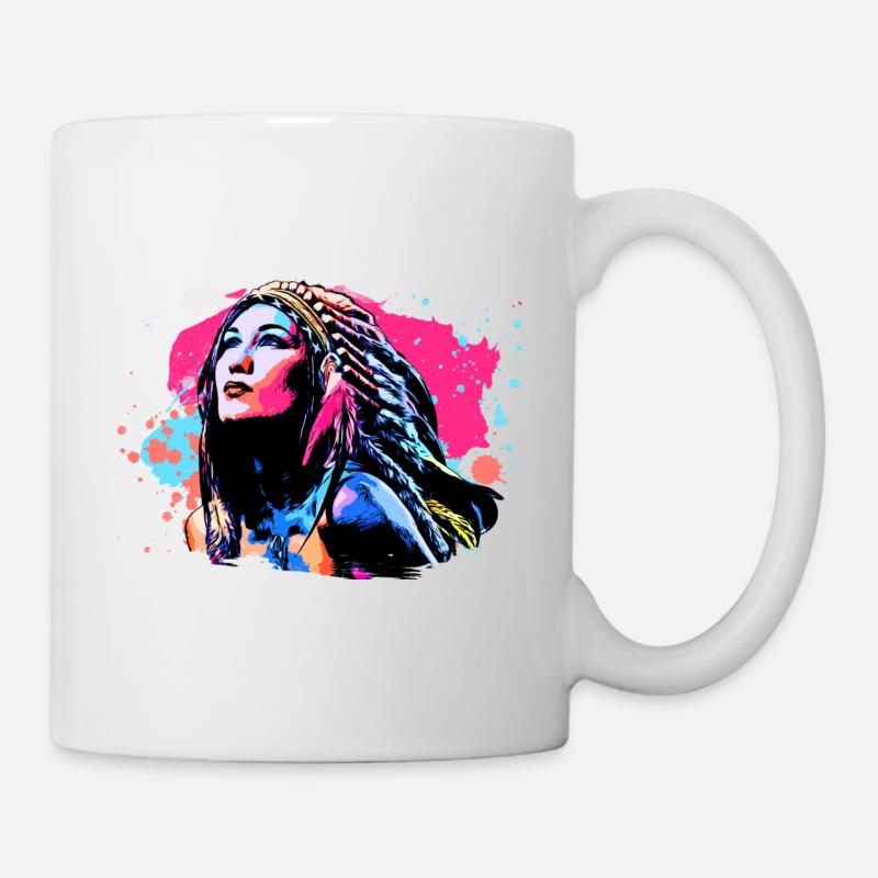 Indianische Frau - Tasse - Weiß
