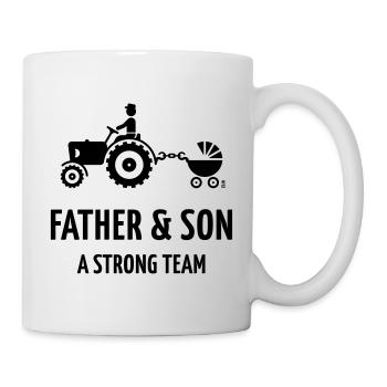 Father & Son - A Strong Team (Tractor & Pushchair) - Mug - white - Right