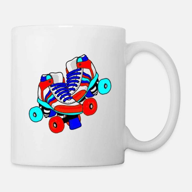Caricature de patins à roulettes - Mug blanc - blanc