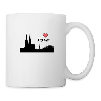 Ich liebe Köln - Silhouette Kölner Dom - Heimat - Tasse - Weiß - Rechts