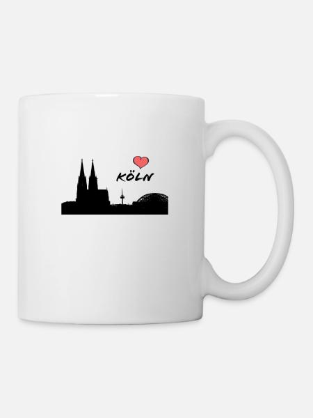 Ich liebe Köln - Silhouette Kölner Dom - Heimat - Tasse - Weiß