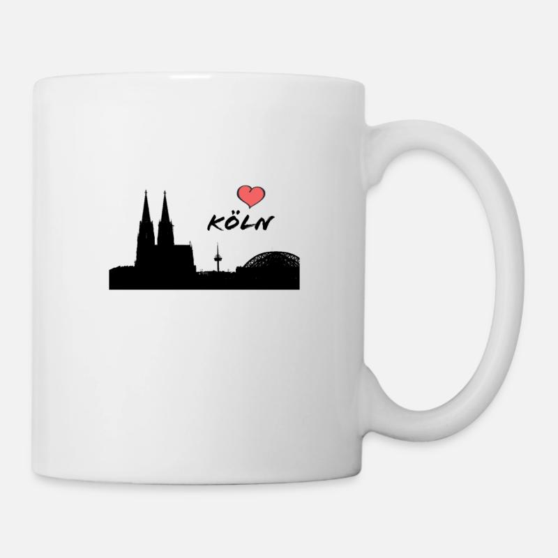 Ich liebe Köln - Silhouette Kölner Dom - Heimat - Tasse - Weiß