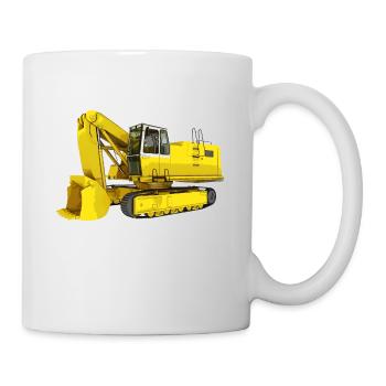 Yellow excavator, backhoe, industry - Mug - white - Right