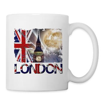 London England UK Flagge Big Ben Tower Bridge - Tasse - Weiß - Rechts