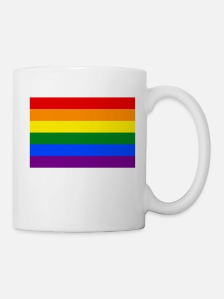 The Rainbow flag or gay - LGBT pride flag - Mug - white