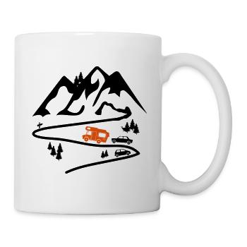 Womo Camper Serpentine Retro motorhome in the mountains - Mug - white - Right