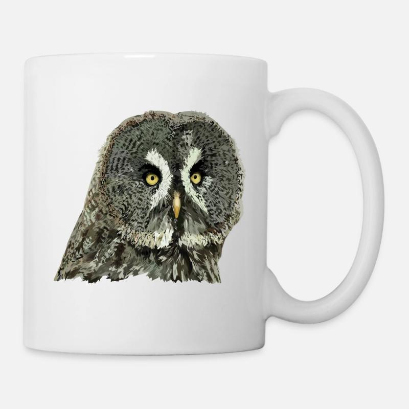 Hibou gris - Mug blanc - blanc