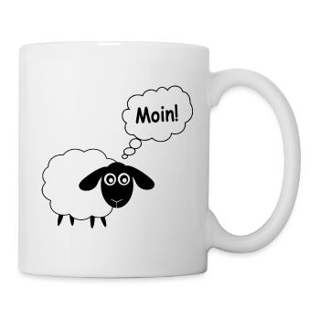 Schaf Comic Moin! lustiges Geschenk - Tasse - Weiß - Rechts