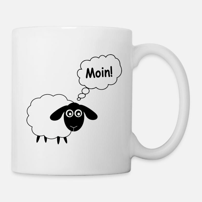 Schaf Comic Moin! lustiges Geschenk - Tasse - Weiß