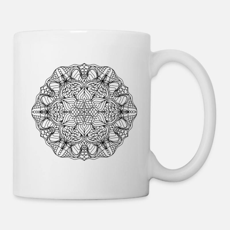 Mandala hexagone à colorier - Mug blanc - blanc