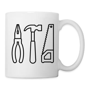 Werkzeuge - Zange, Hammer und Säge - Tasse - Weiß - Rechts