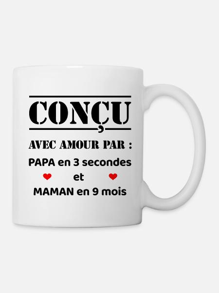 CONÇU AVEC AMOUR PAR PAPA ET MAMAN EN 9 MOIS - Mug blanc - blanc
