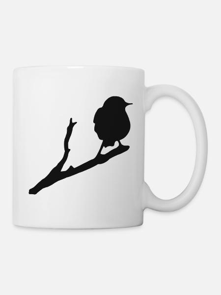 Vogel Drossel Rabe Falke Amsel Spatz Bussard - Tasse - Weiß