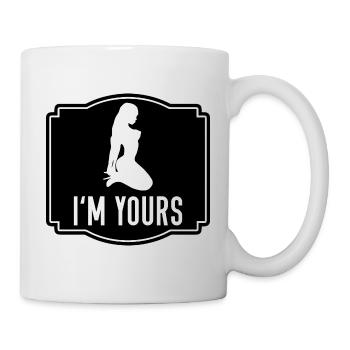 BDSM Sub auf Knien I'M YOURS SM Fetisch T-Shirt - Tasse - Weiß - Rechts