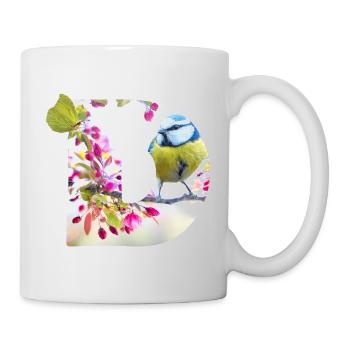 frühling vogel schmetterling d - Tasse - Weiß - Rechts