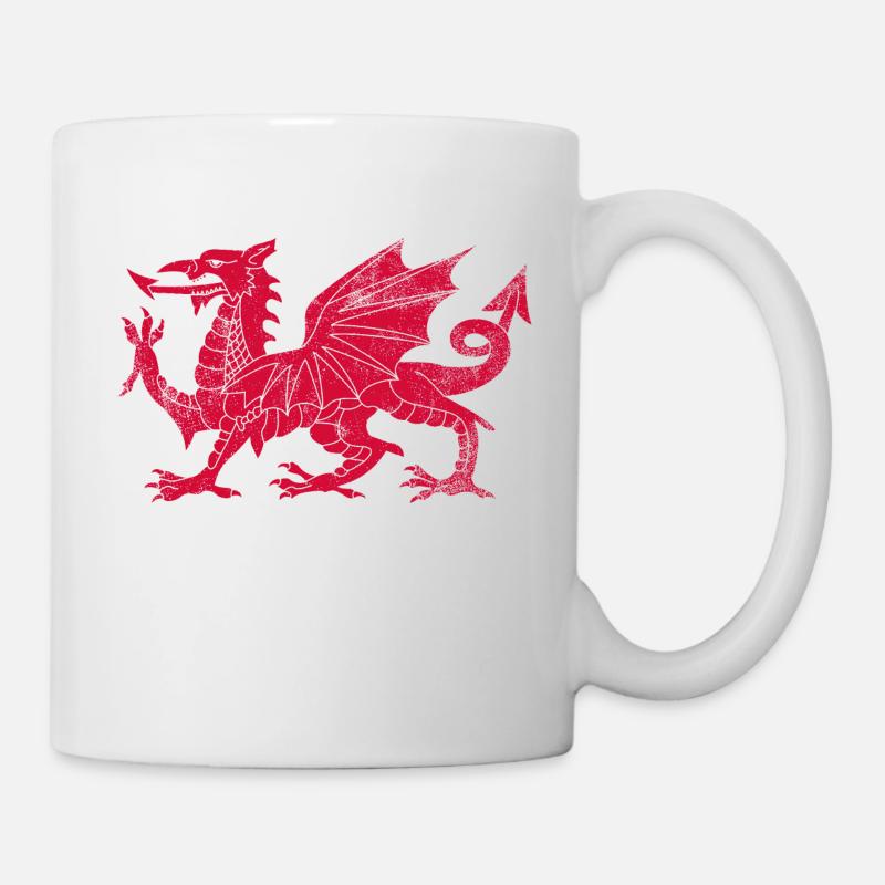 Wales Drache Flagge - Tasse - Weiß